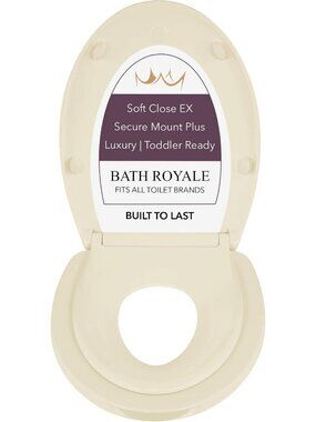 Potty Training Seat - Soft Close Elongated Design for Kids & Adults, Almond/Bone